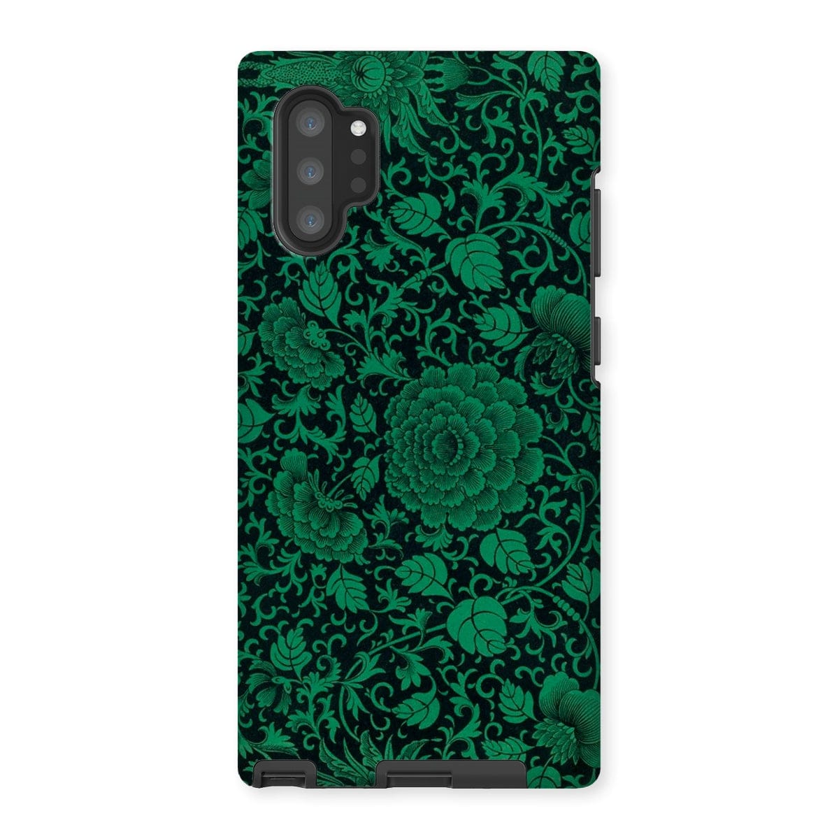 Casezest Mobile Phone Case for Samsung Galaxy Note 10P / Gloss Black Green Floral Design