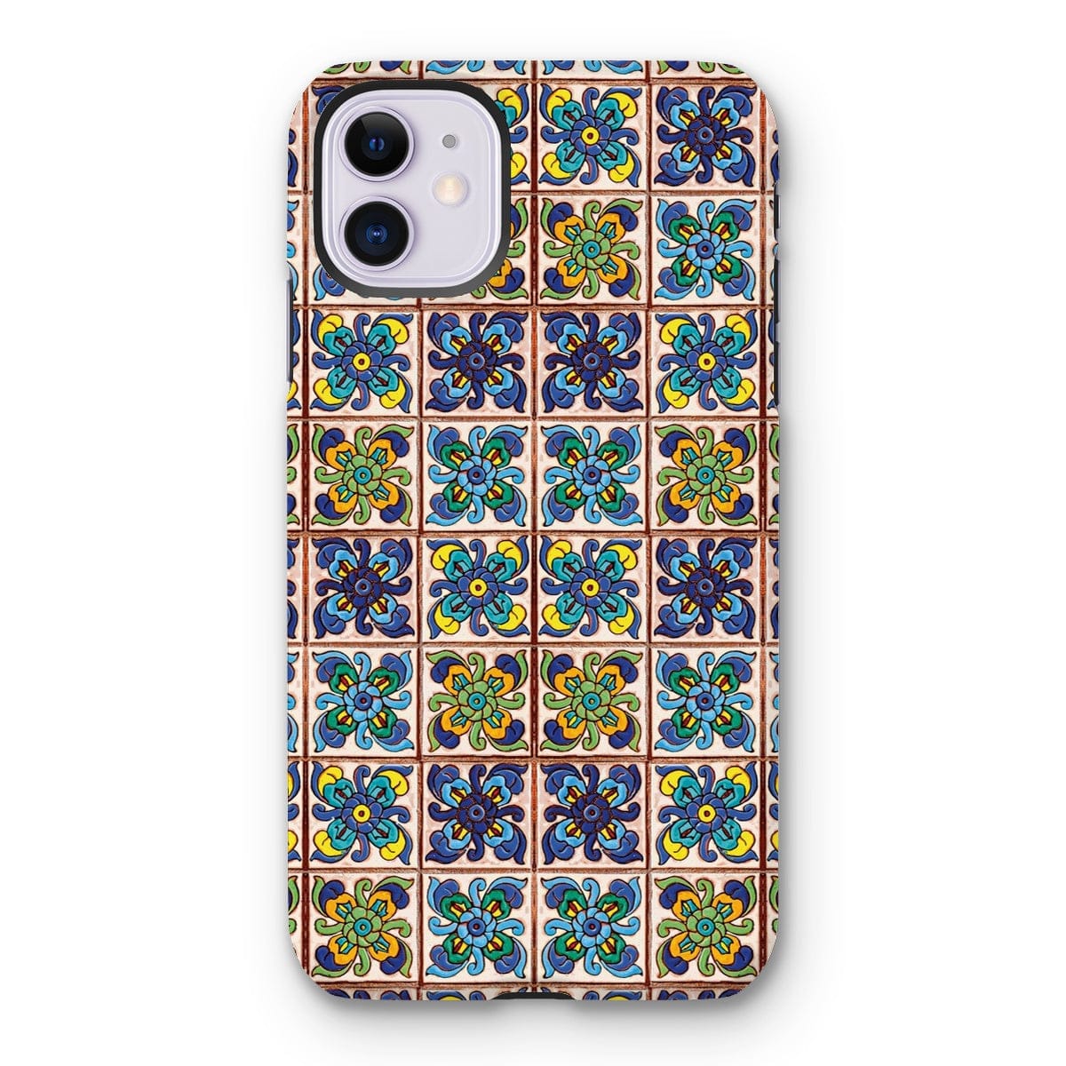 Casezest Mobile Phone Case for iPhone 11 / Matte Old Blue Flower Tile Design