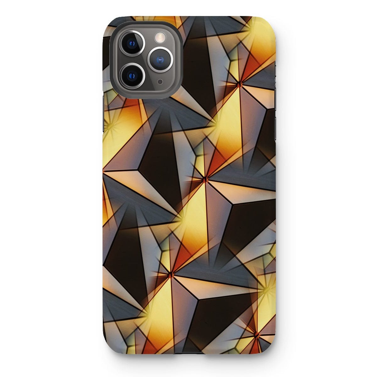 Casezest Mobile Phone Case for iPhone 11 Pro Max / Matte Gold Grey Pyramid Design