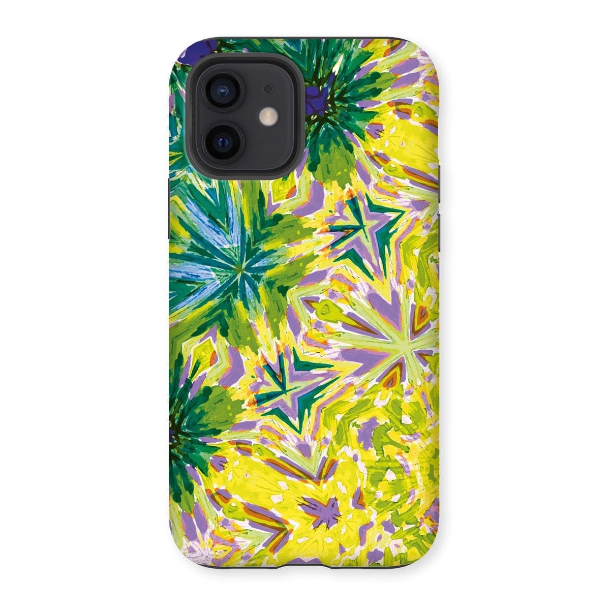 Casezest Mobile Phone Case for iPhone 12 / Matte Green Yellow Flower Star Design