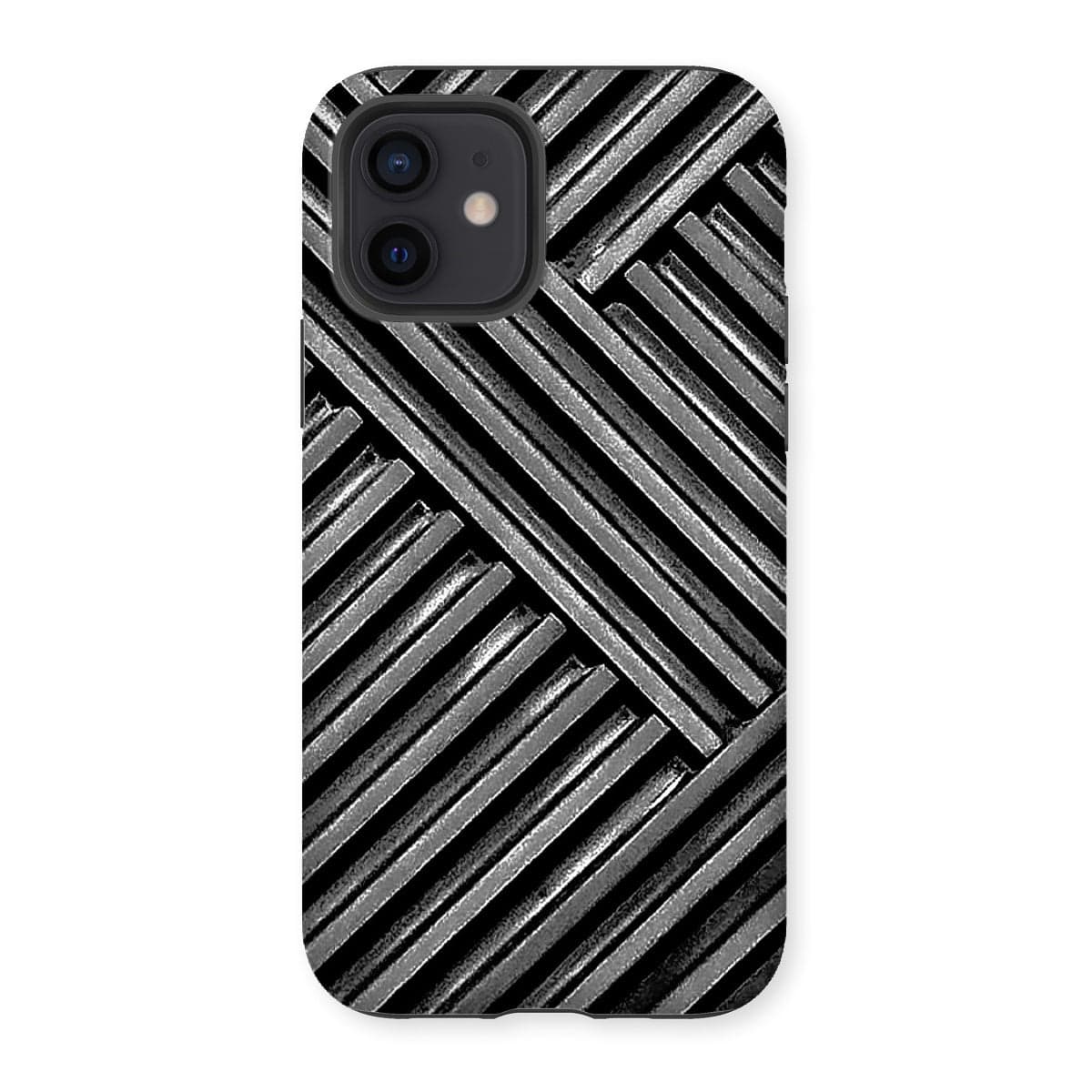 Casezest Mobile Phone Case for iPhone 12 / Matte Grey Metal Grid Design