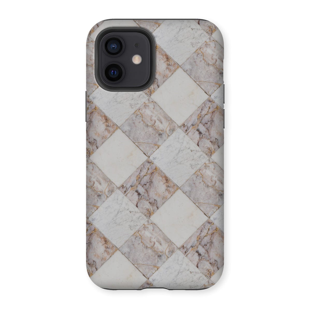 Casezest Mobile Phone Case for iPhone 12 / Matte Light Marble Tile Design