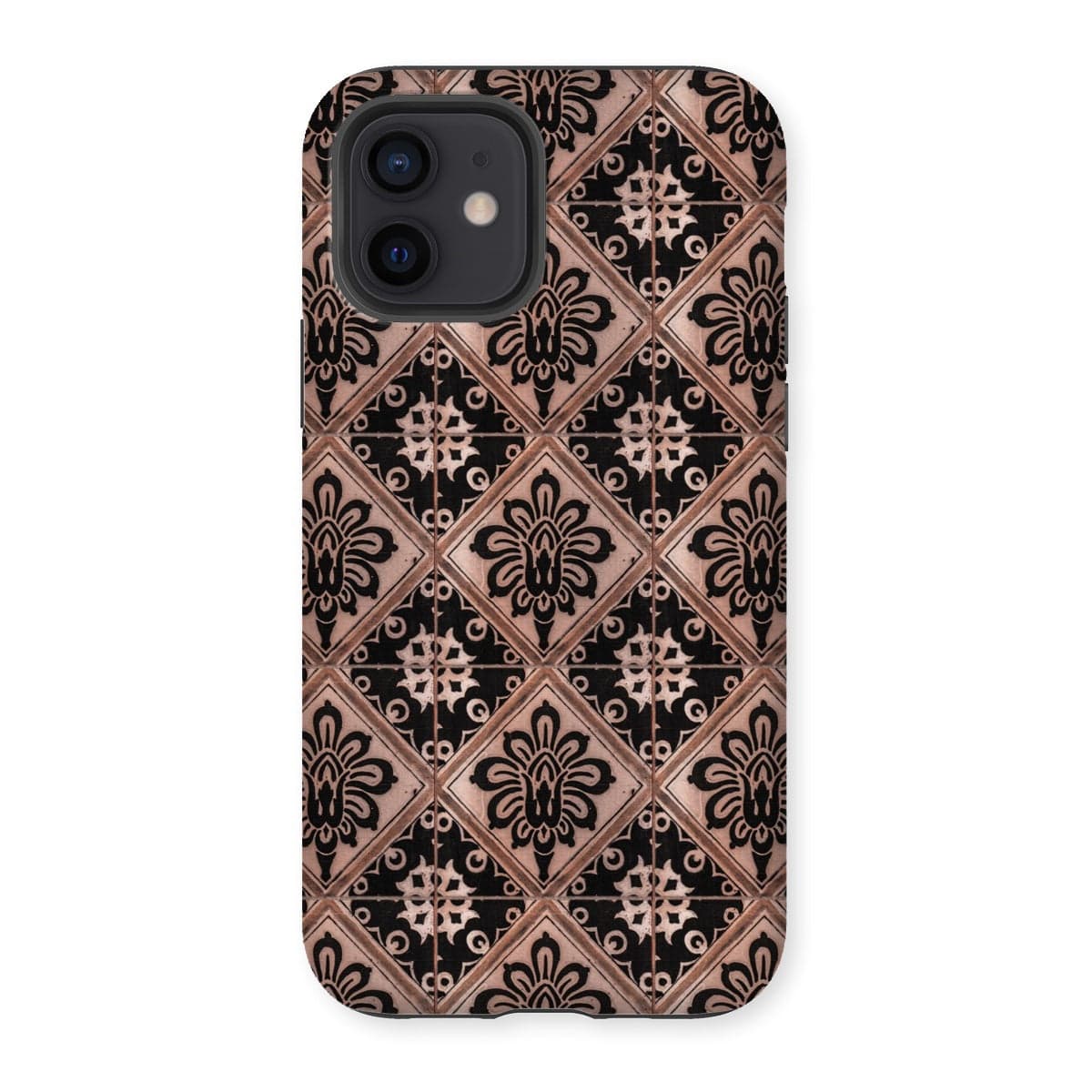 Casezest Mobile Phone Case for iPhone 12 / Matte Old Diamond Flower Tile Design