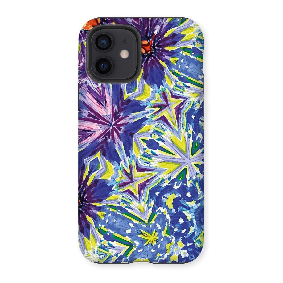 Casezest Mobile Phone Case for iPhone 12 / Matte Purple Blue Flower Star Design