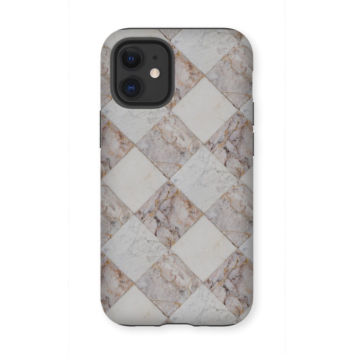 Casezest Mobile Phone Case for iPhone 12 Mini / Matte Light Marble Tile Design