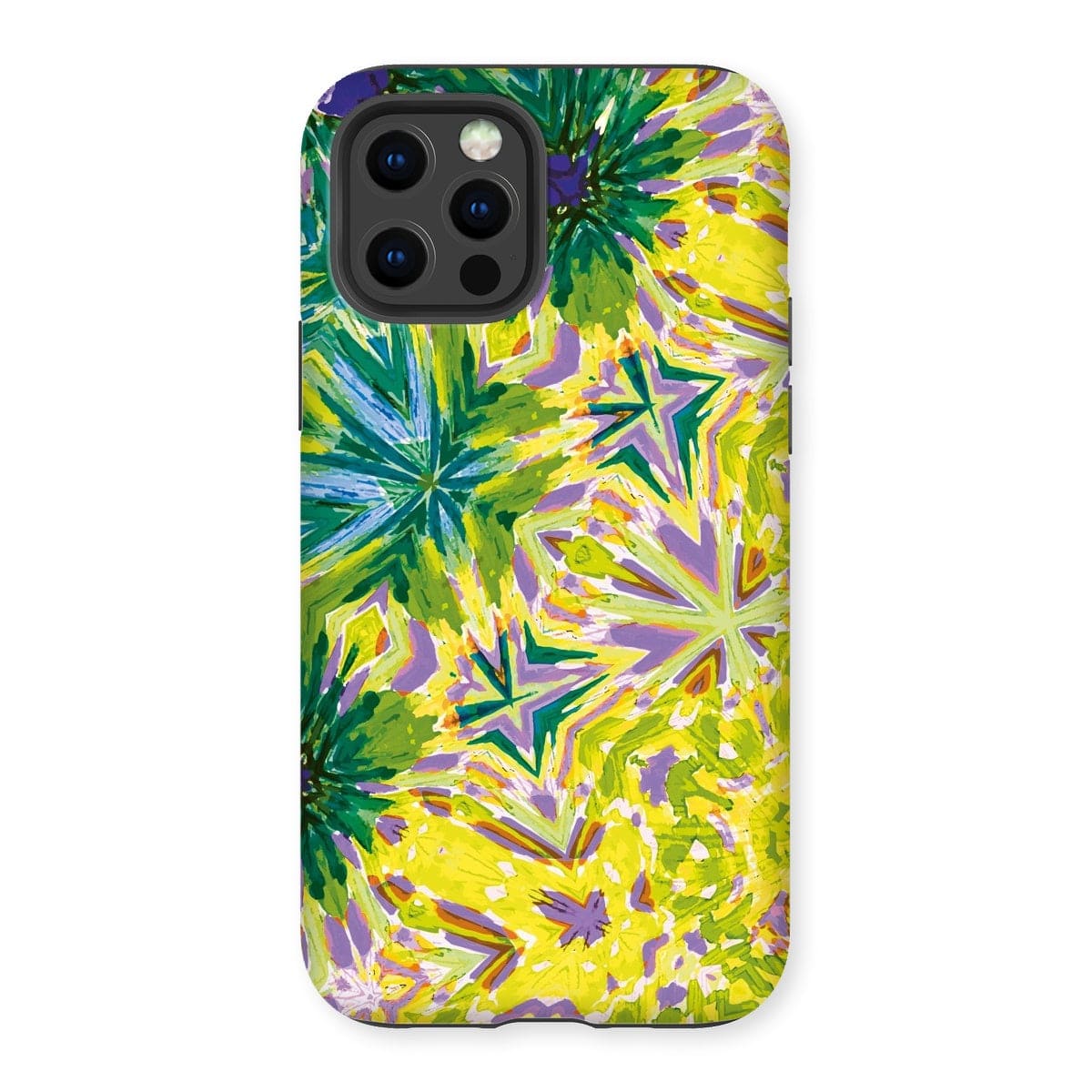 Casezest Mobile Phone Case for iPhone 12 Pro / Matte Green Yellow Flower Star Design