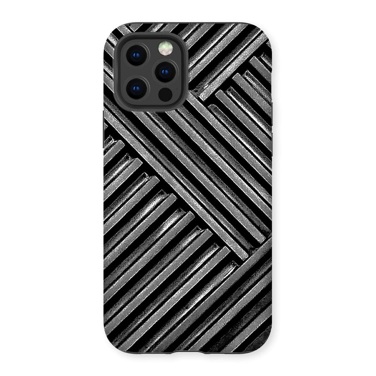 Casezest Mobile Phone Case for iPhone 12 Pro / Matte Grey Metal Grid Design