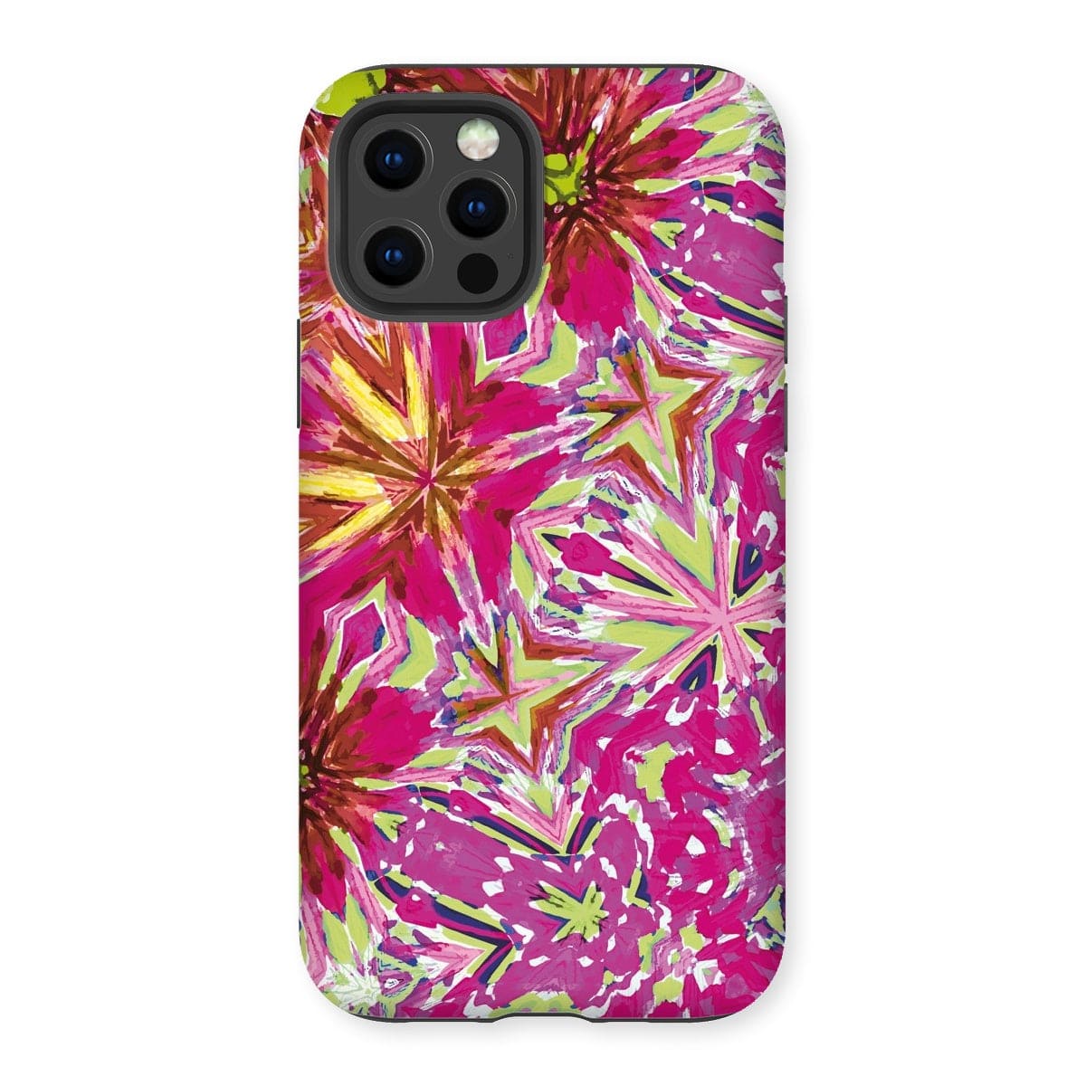 Casezest Mobile Phone Case for iPhone 12 Pro / Matte Red Pink Flower Star Design