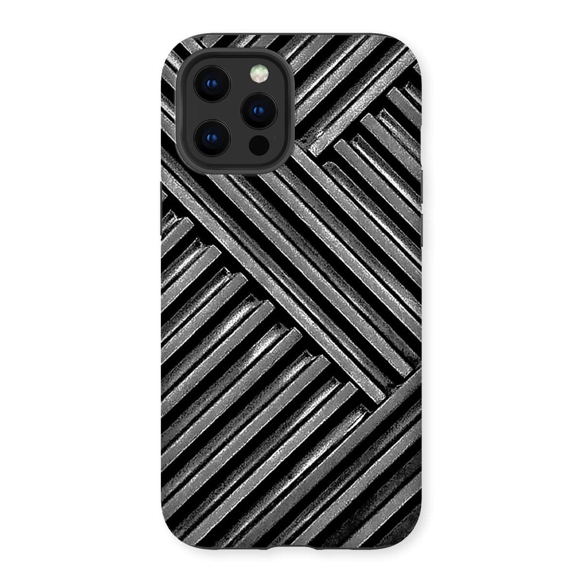 Casezest Mobile Phone Case for iPhone 12 Pro Max / Matte Grey Metal Grid Design