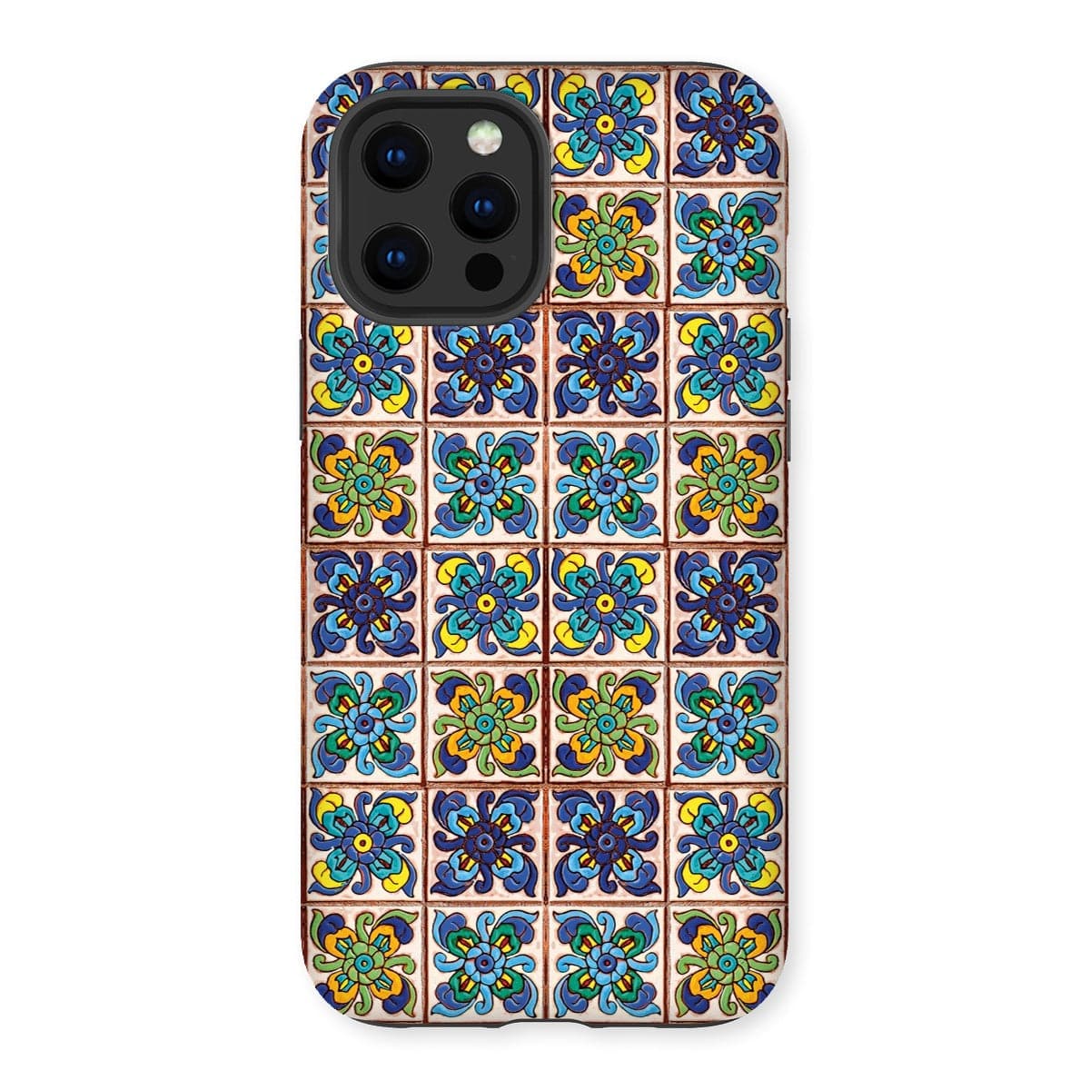 Casezest Mobile Phone Case for iPhone 12 Pro Max / Matte Old Blue Flower Tile Design