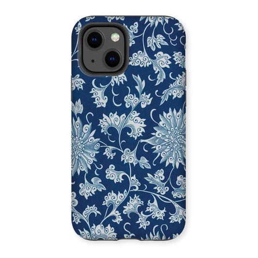 Casezest Mobile Phone Case for iPhone 13 / Matte Blue Flower Pattern Design