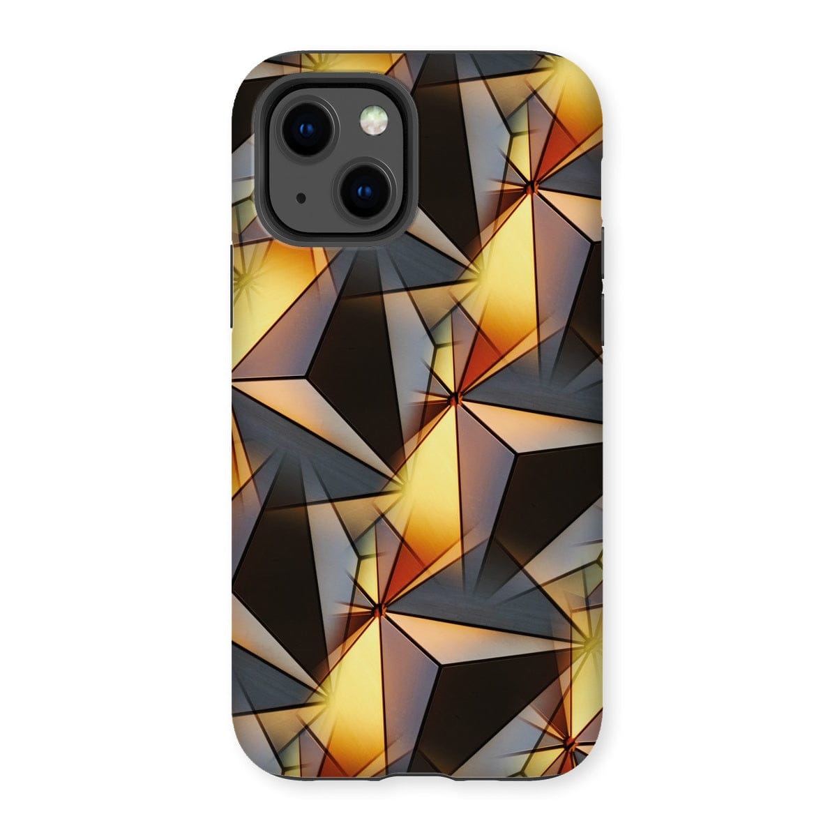 Casezest Mobile Phone Case for iPhone 13 / Matte Gold Grey Pyramid Design