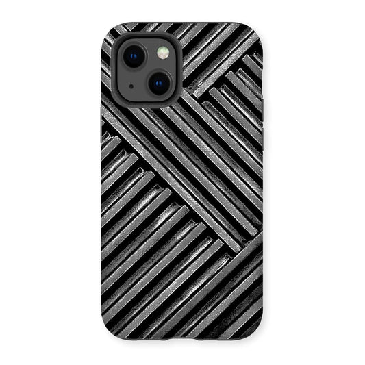 Casezest Mobile Phone Case for iPhone 13 / Matte Grey Metal Grid Design