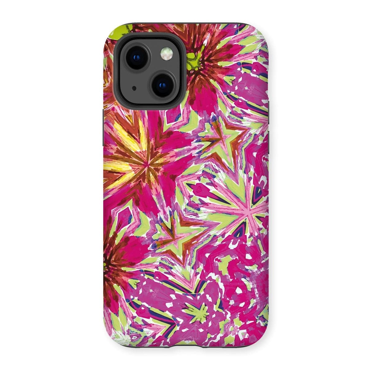 Casezest Mobile Phone Case for iPhone 13 / Matte Red Pink Flower Star Design