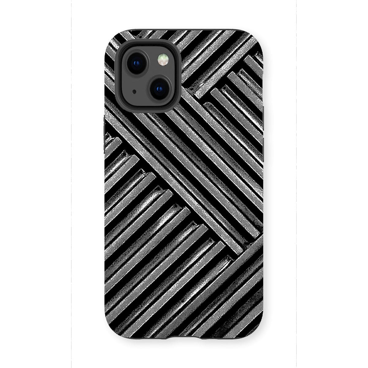 Casezest Mobile Phone Case for iPhone 13 Mini / Matte Grey Metal Grid Design