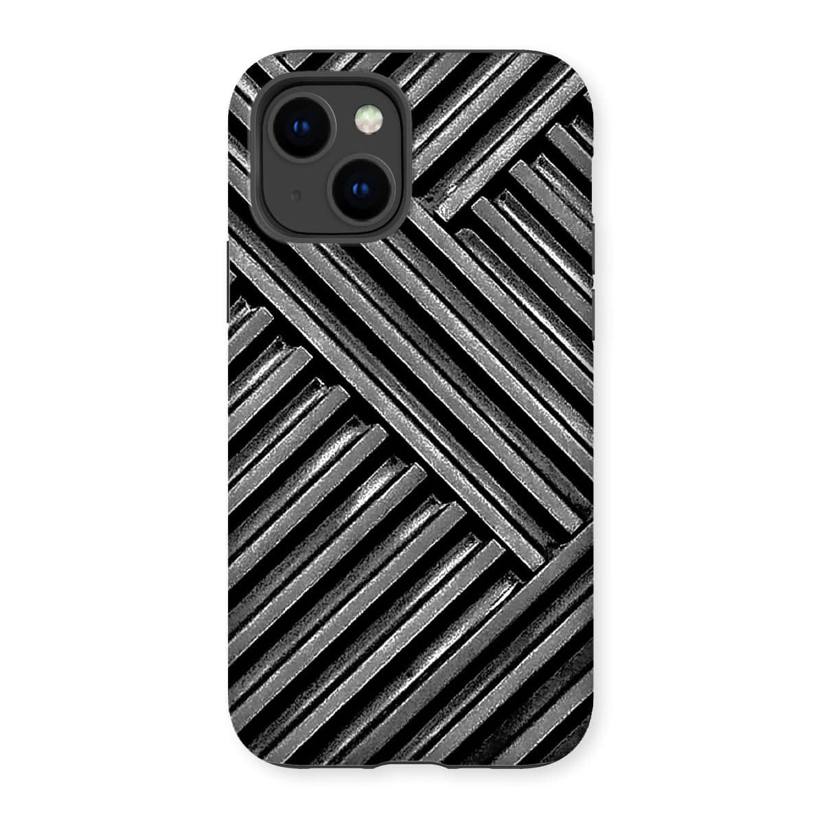 Casezest Mobile Phone Case for iPhone 14 / Matte Grey Metal Grid Design