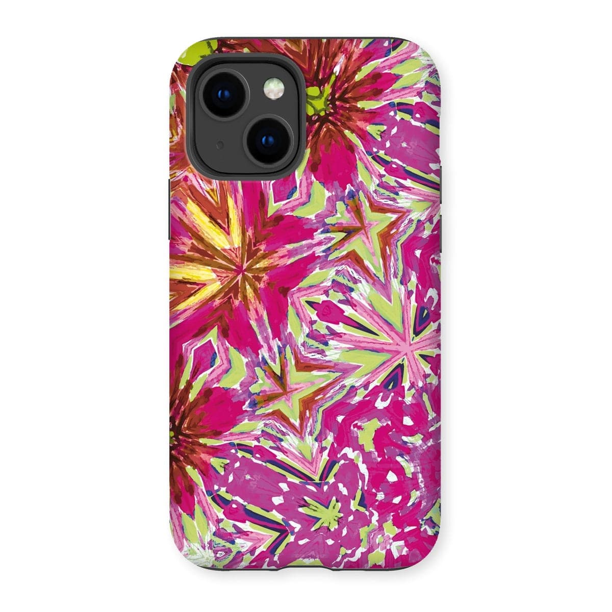 Casezest Mobile Phone Case for iPhone 14 / Matte Red Pink Flower Star Design