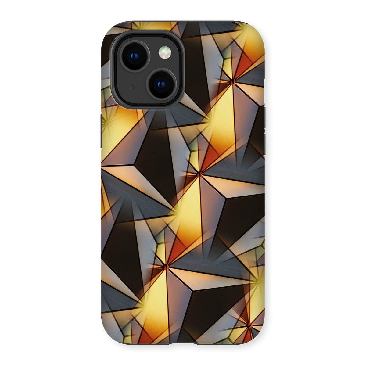 Casezest Mobile Phone Case for iPhone 14 Plus / Matte Gold Grey Pyramid Design