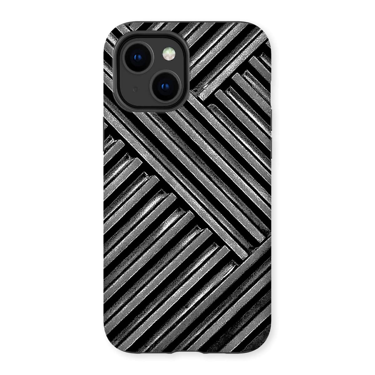 Casezest Mobile Phone Case for iPhone 14 Plus / Matte Grey Metal Grid Design