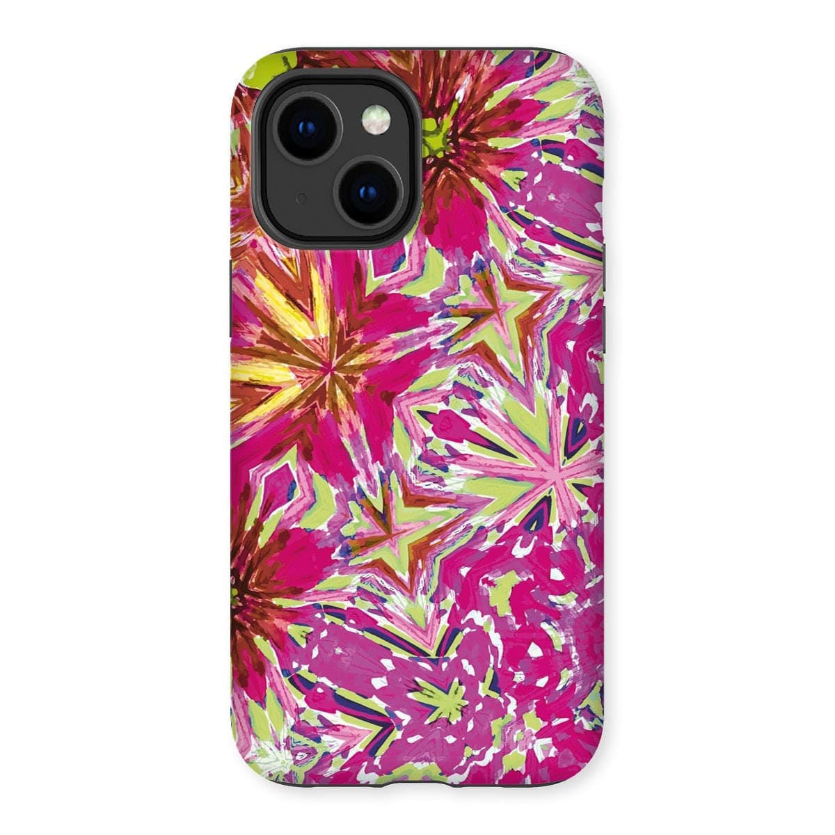 Casezest Mobile Phone Case for iPhone 14 Plus / Matte Red Pink Flower Star Design