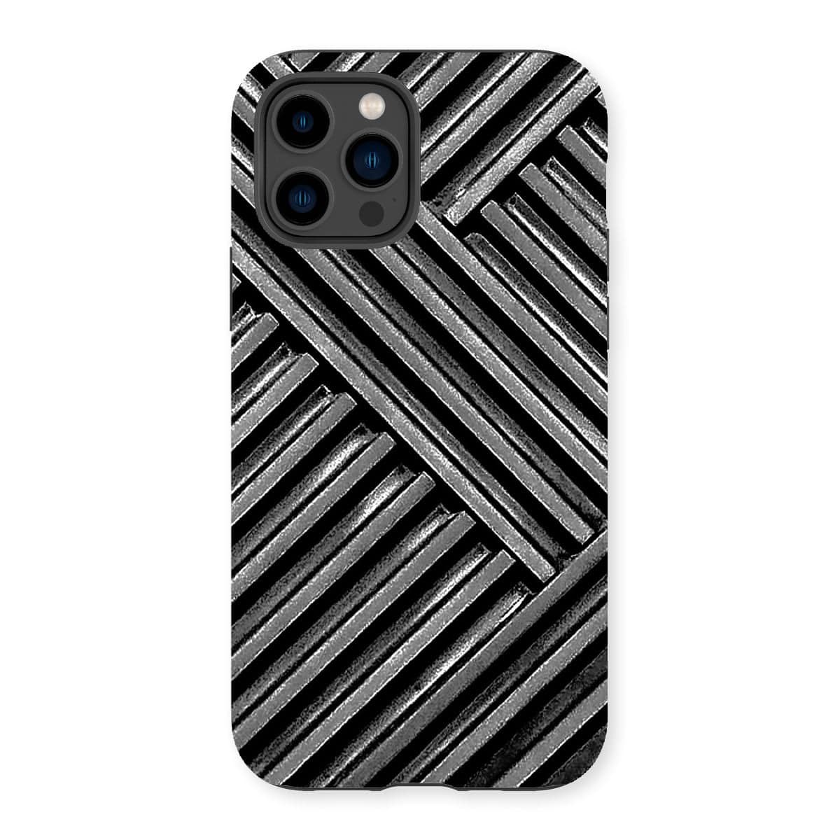 Casezest Mobile Phone Case for iPhone 14 Pro / Matte Grey Metal Grid Design