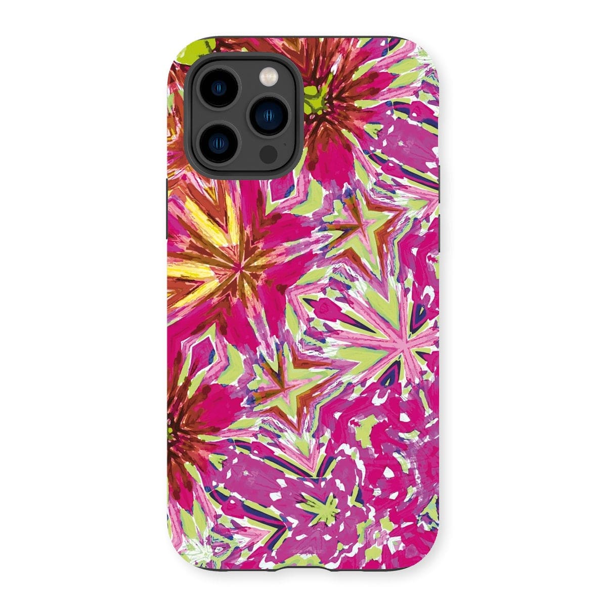 Casezest Mobile Phone Case for iPhone 14 Pro / Matte Red Pink Flower Star Design