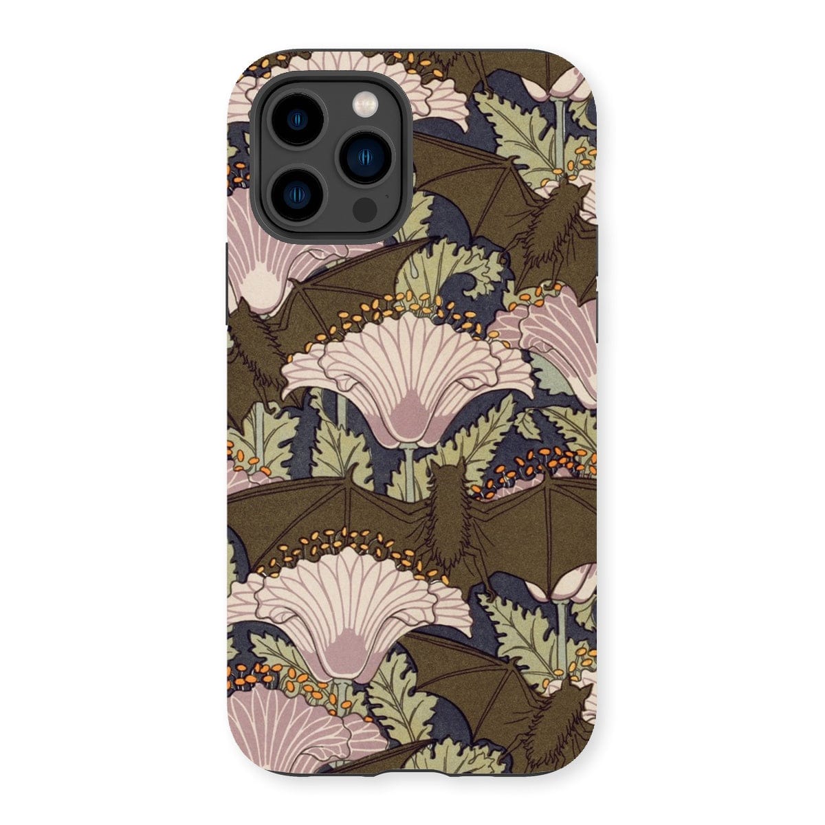 Casezest Mobile Phone Case for iPhone 14 Pro / Matte Verneuil Bats and Poppies Design