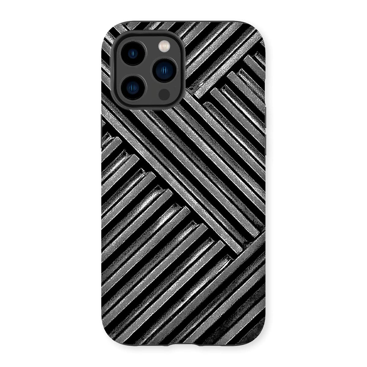 Casezest Mobile Phone Case for iPhone 14 Pro Max / Matte Grey Metal Grid Design