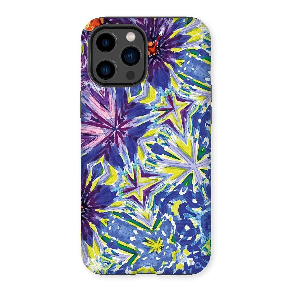 Casezest Mobile Phone Case for iPhone 14 Pro Max / Matte Purple Blue Flower Star Design