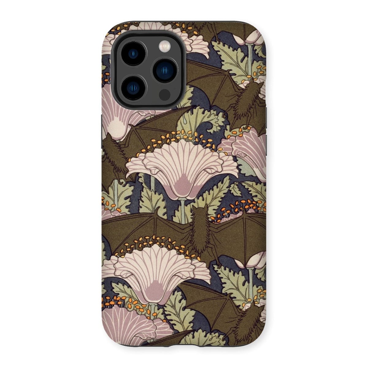 Casezest Mobile Phone Case for iPhone 14 Pro Max / Matte Verneuil Bats and Poppies Design