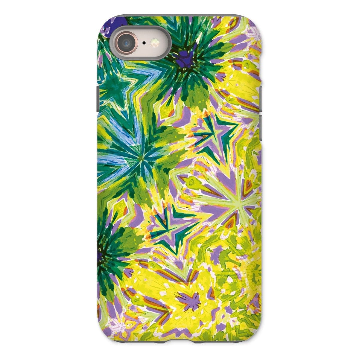 Casezest Mobile Phone Case for iPhone 8 / Matte Green Yellow Flower Star Design