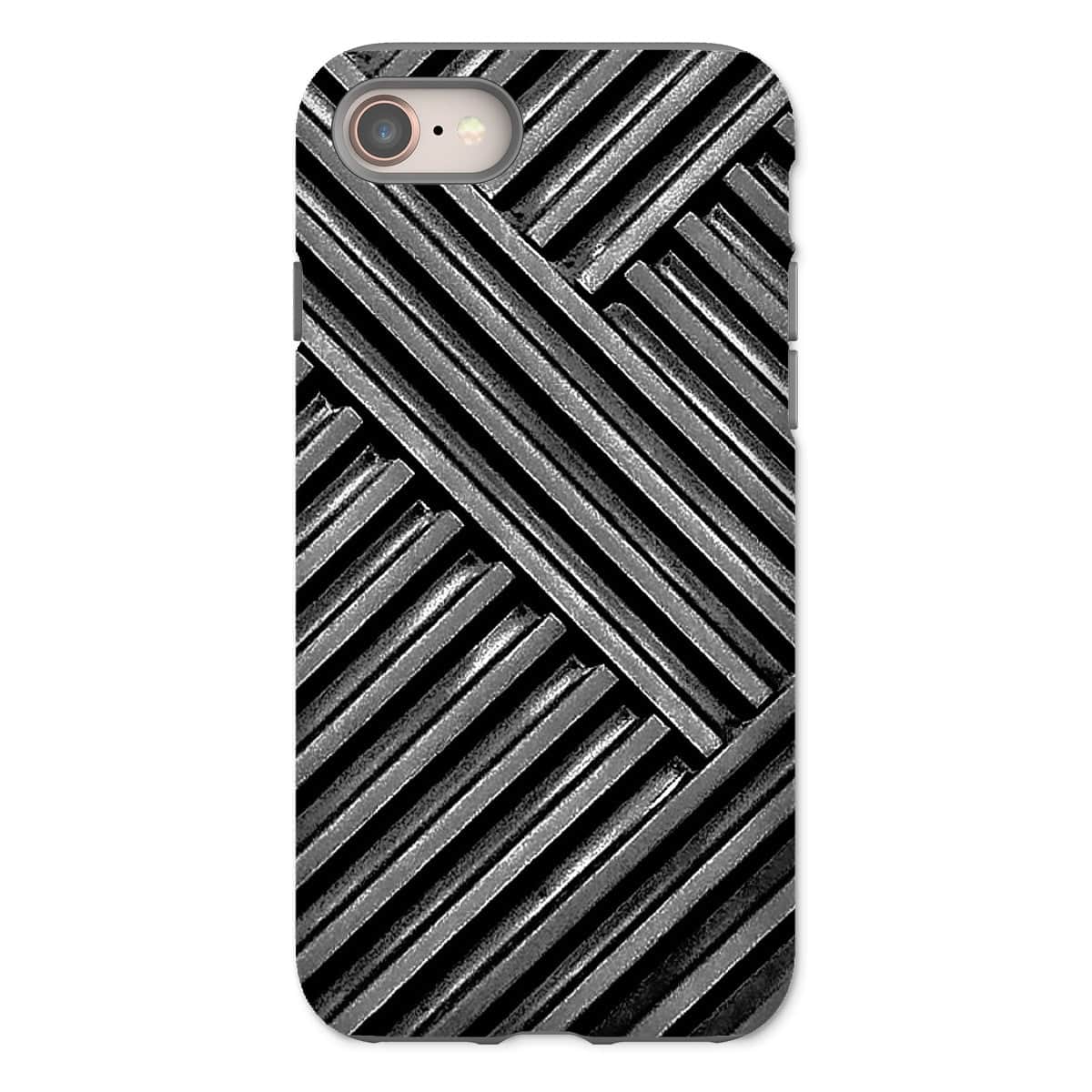 Casezest Mobile Phone Case for iPhone 8 / Matte Grey Metal Grid Design