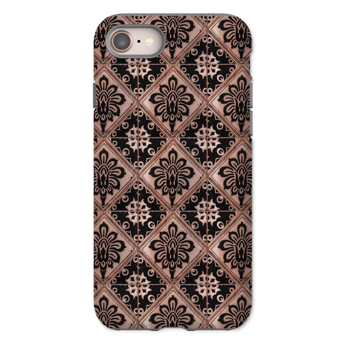 Casezest Mobile Phone Case for iPhone 8 / Matte Old Diamond Flower Tile Design