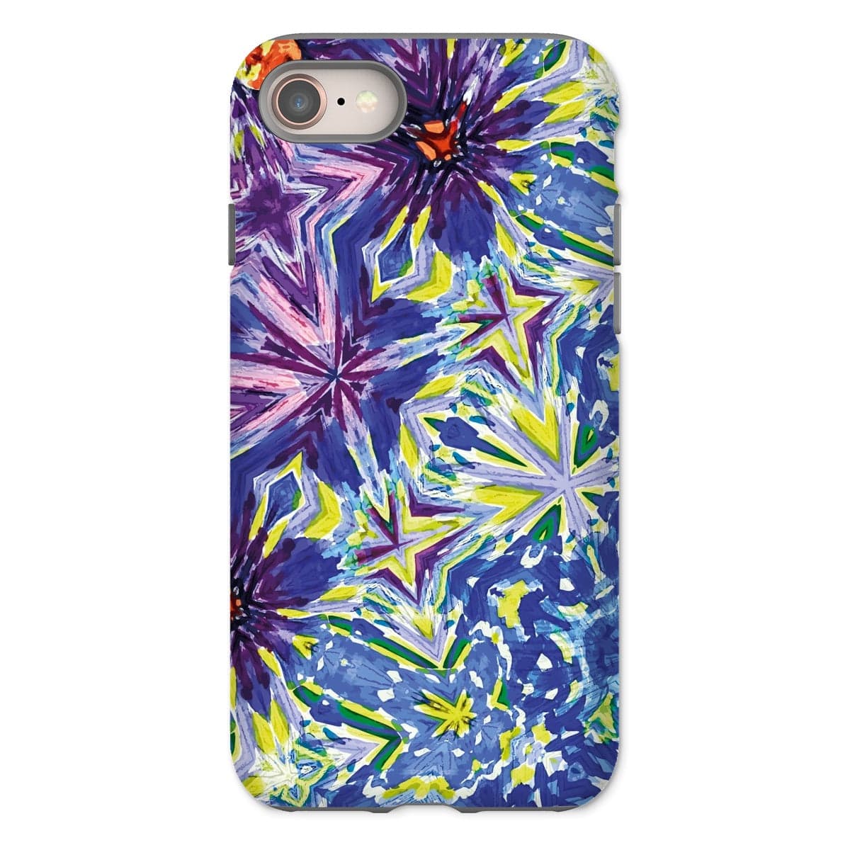 Casezest Mobile Phone Case for iPhone 8 / Matte Purple Blue Flower Star Design