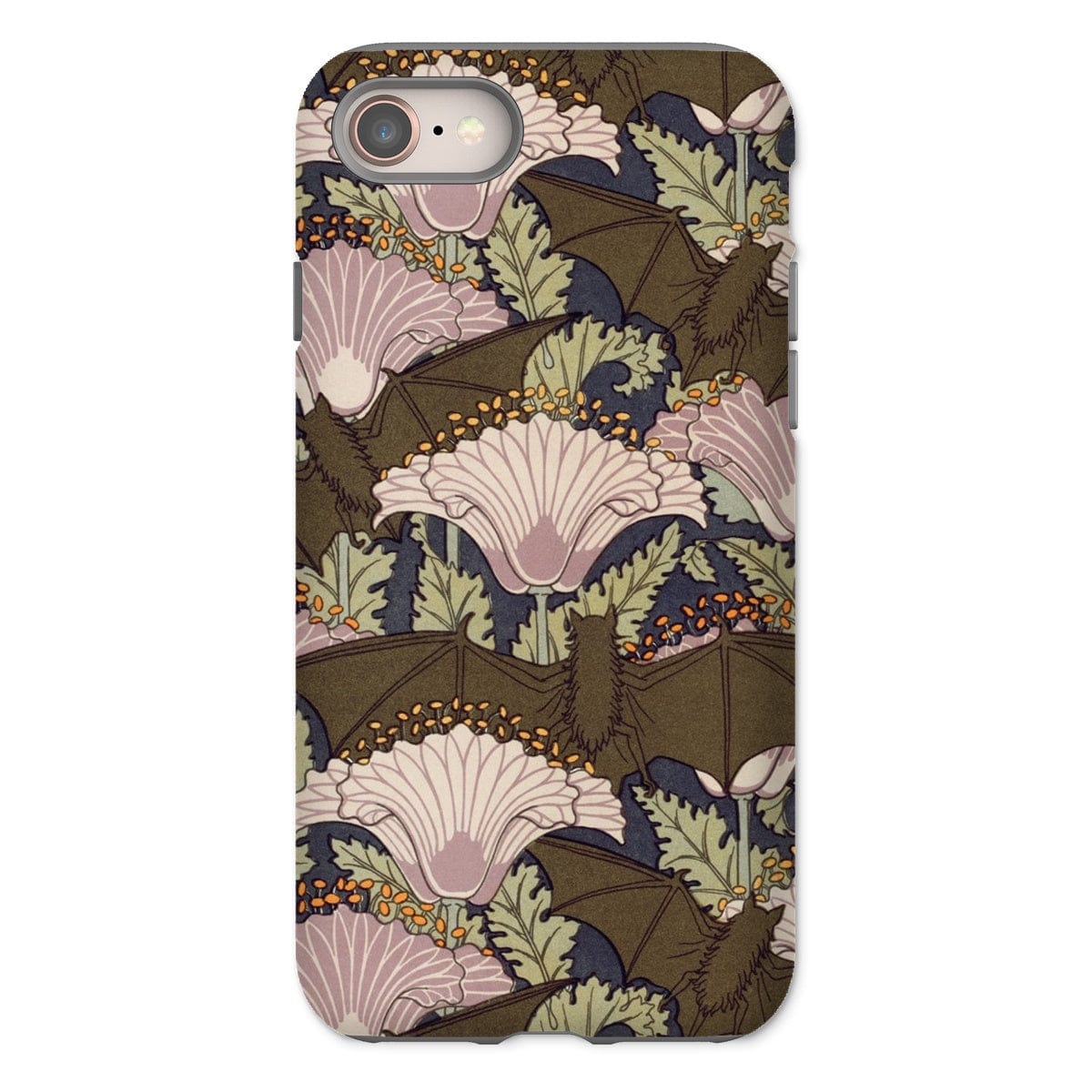 Casezest Mobile Phone Case for iPhone 8 / Matte Verneuil Bats and Poppies Design