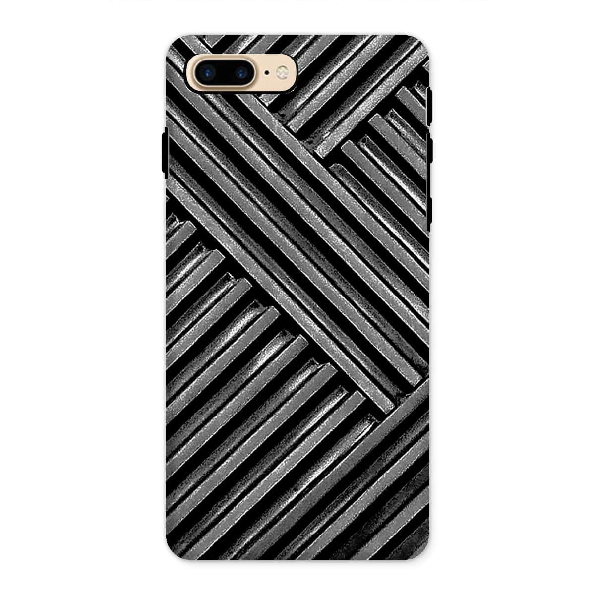 Casezest Mobile Phone Case for iPhone 8 Plus / Matte Grey Metal Grid Design