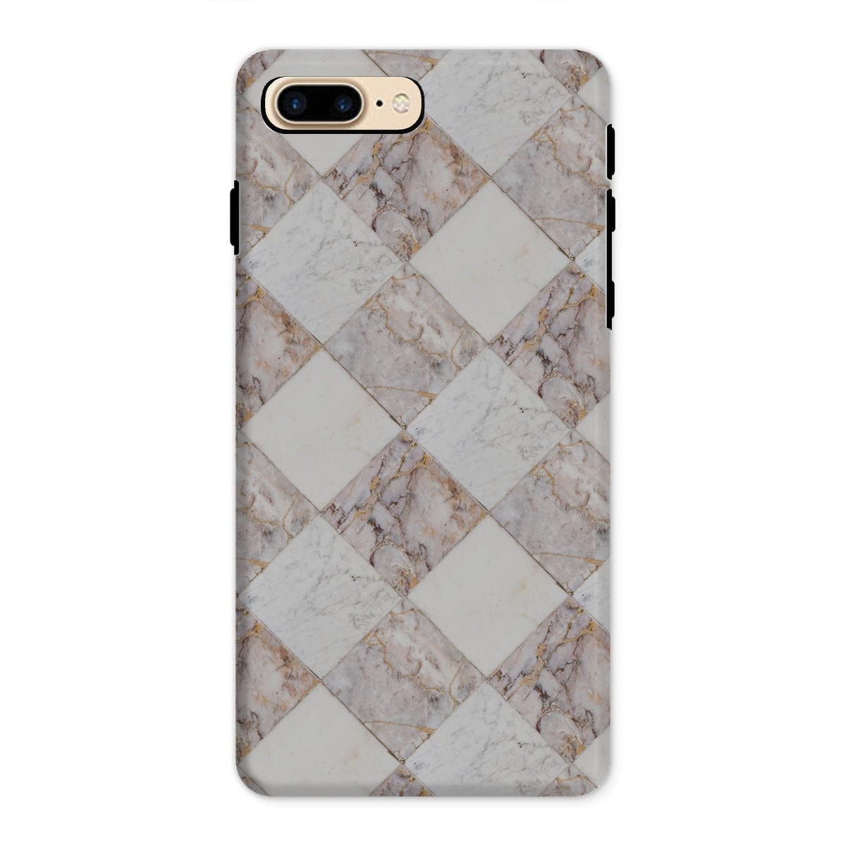 Casezest Mobile Phone Case for iPhone 8 Plus / Matte Light Marble Tile Design