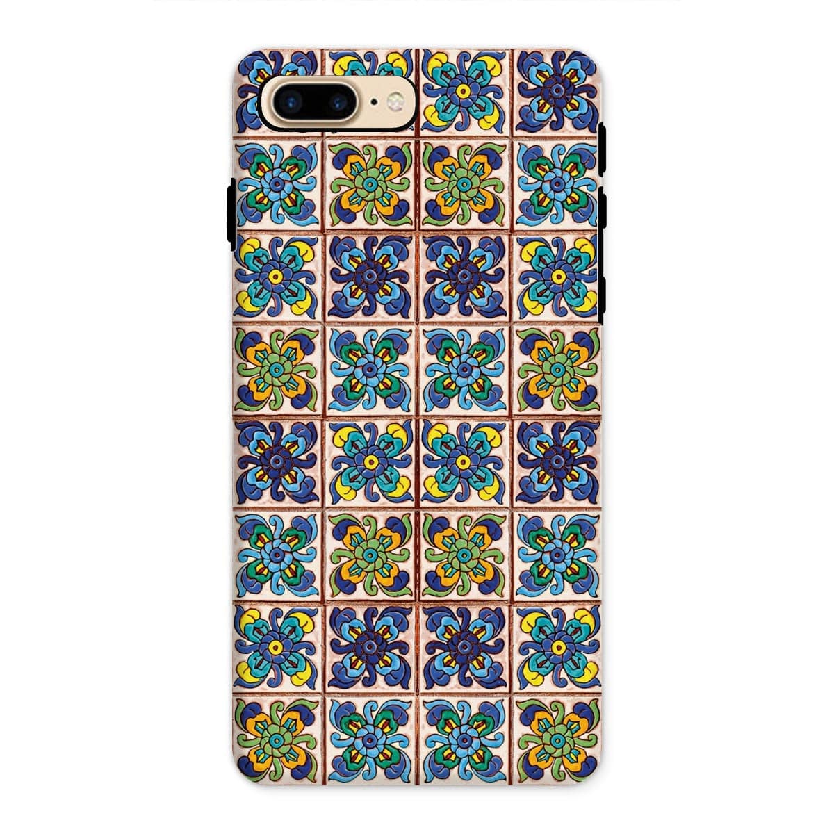 Casezest Mobile Phone Case for iPhone 8 Plus / Matte Old Blue Flower Tile Design