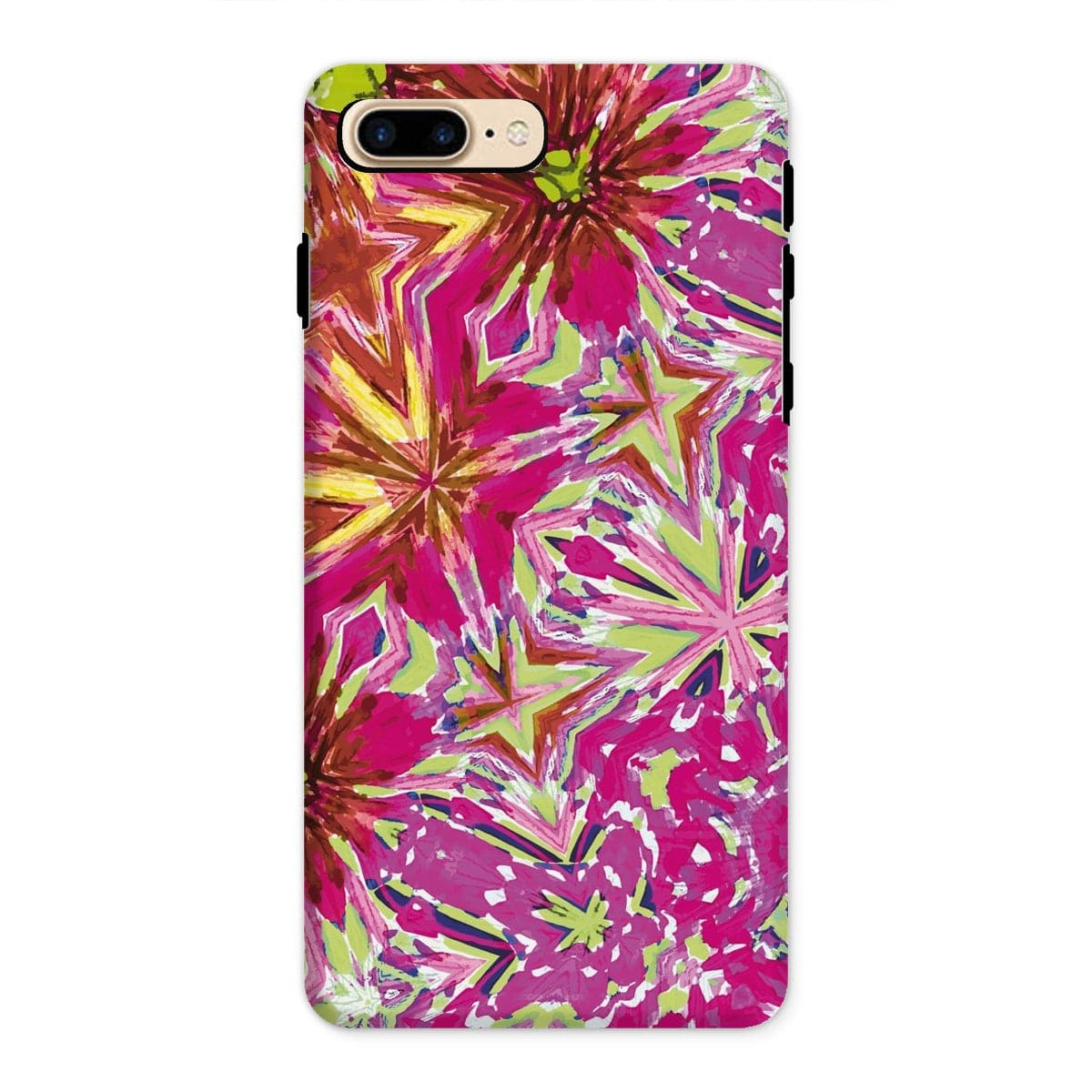 Casezest Mobile Phone Case for iPhone 8 Plus / Matte Red Pink Flower Star Design