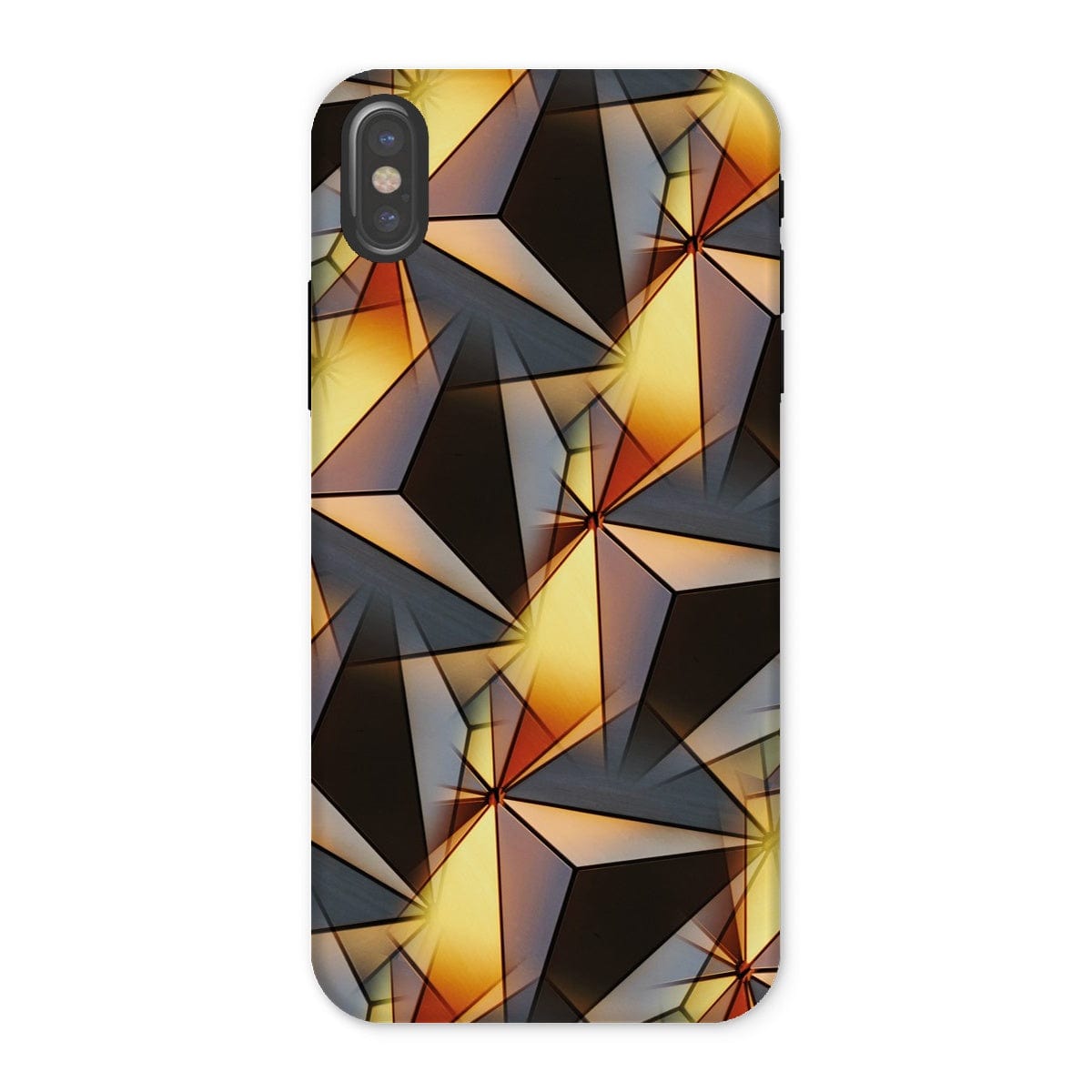 Casezest Mobile Phone Case for iPhone X / Matte Gold Grey Pyramid Design