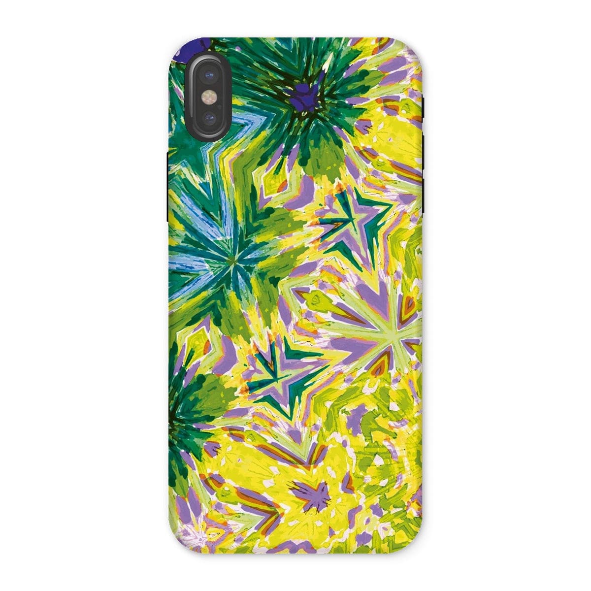 Casezest Mobile Phone Case for iPhone X / Matte Green Yellow Flower Star Design