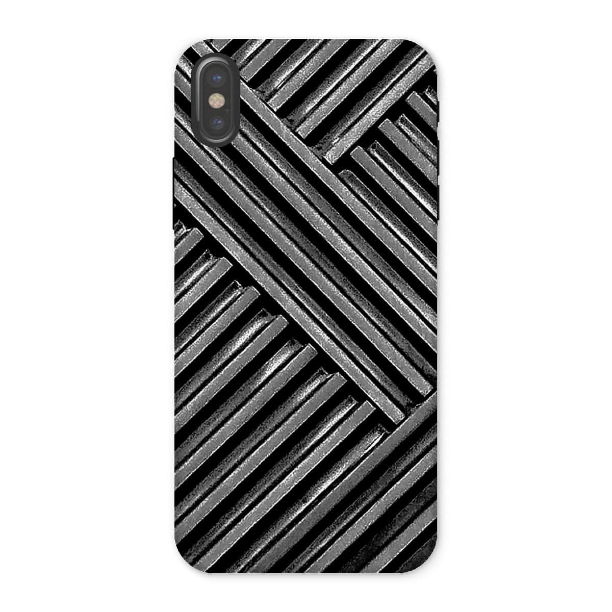 Casezest Mobile Phone Case for iPhone X / Matte Grey Metal Grid Design