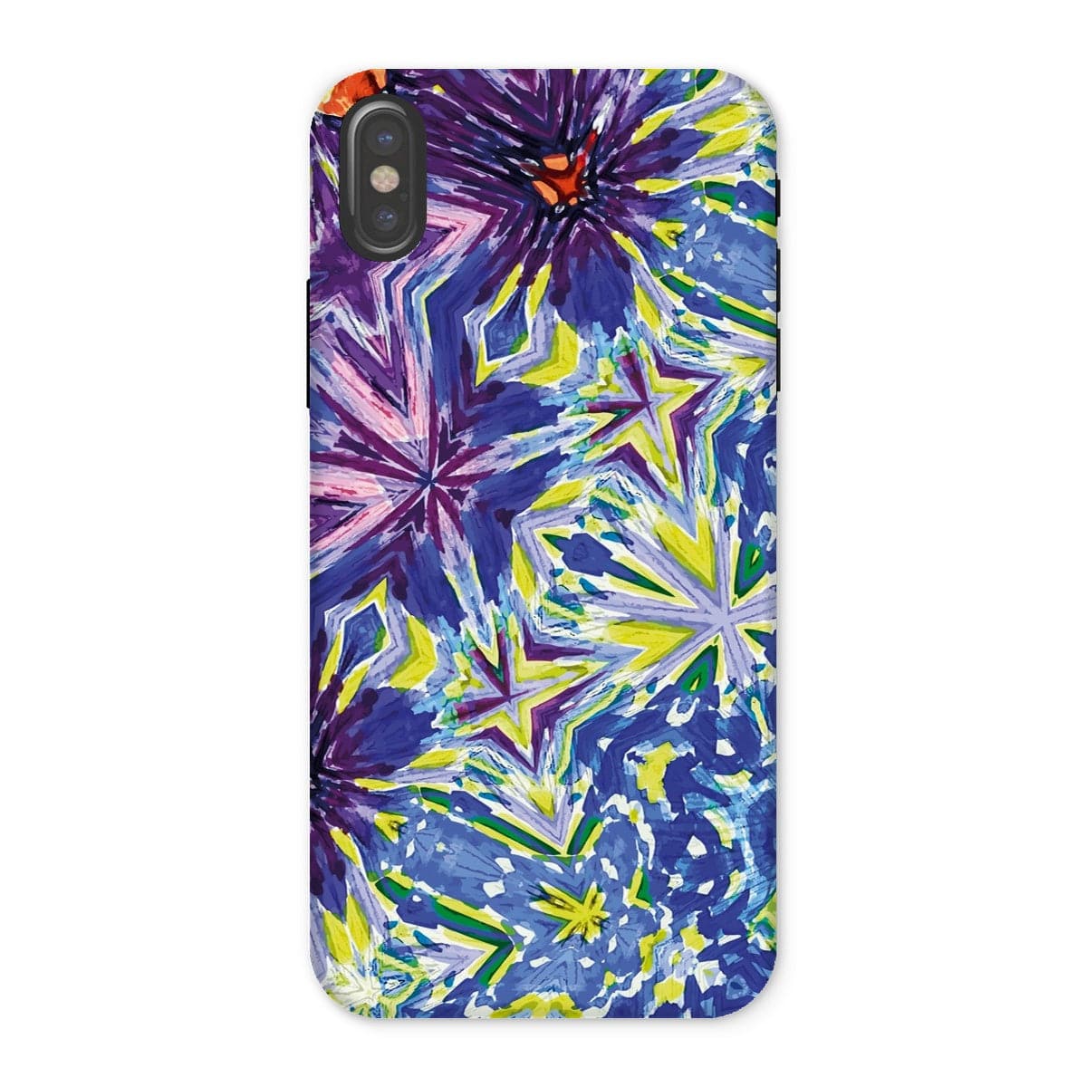 Casezest Mobile Phone Case for iPhone X / Matte Purple Blue Flower Star Design