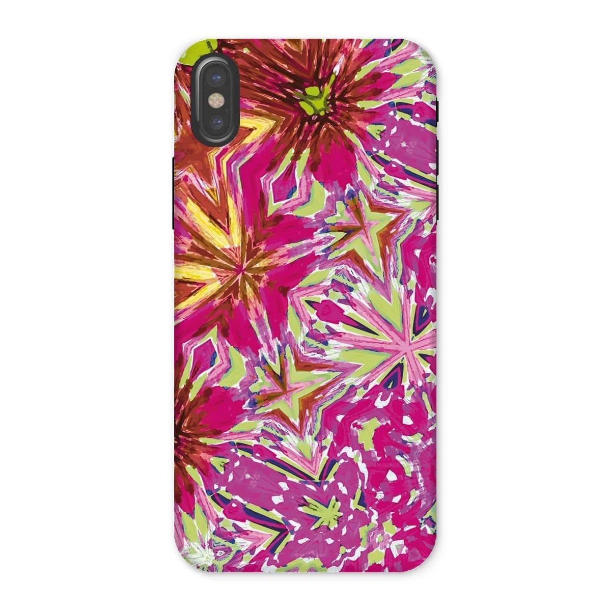 Casezest Mobile Phone Case for iPhone X / Matte Red Pink Flower Star Design