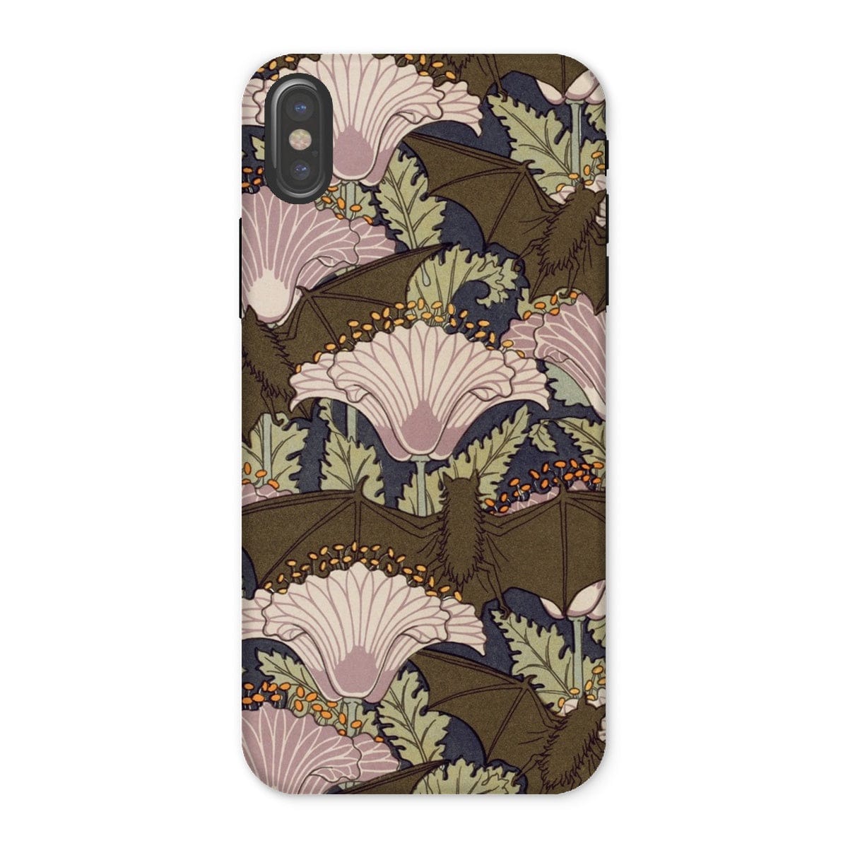 Casezest Mobile Phone Case for iPhone X / Matte Verneuil Bats and Poppies Design