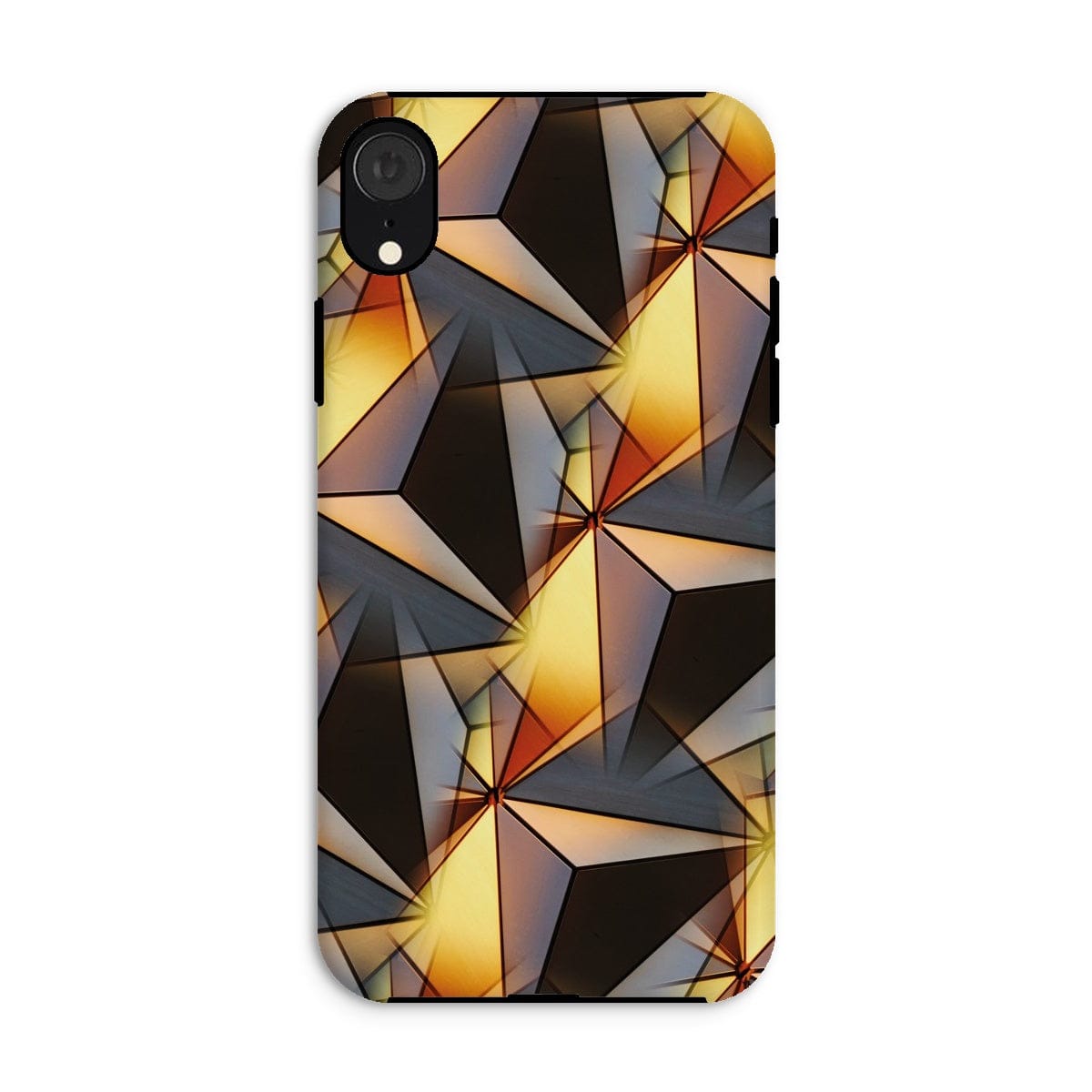 Casezest Mobile Phone Case for iPhone XR / Matte Gold Grey Pyramid Design