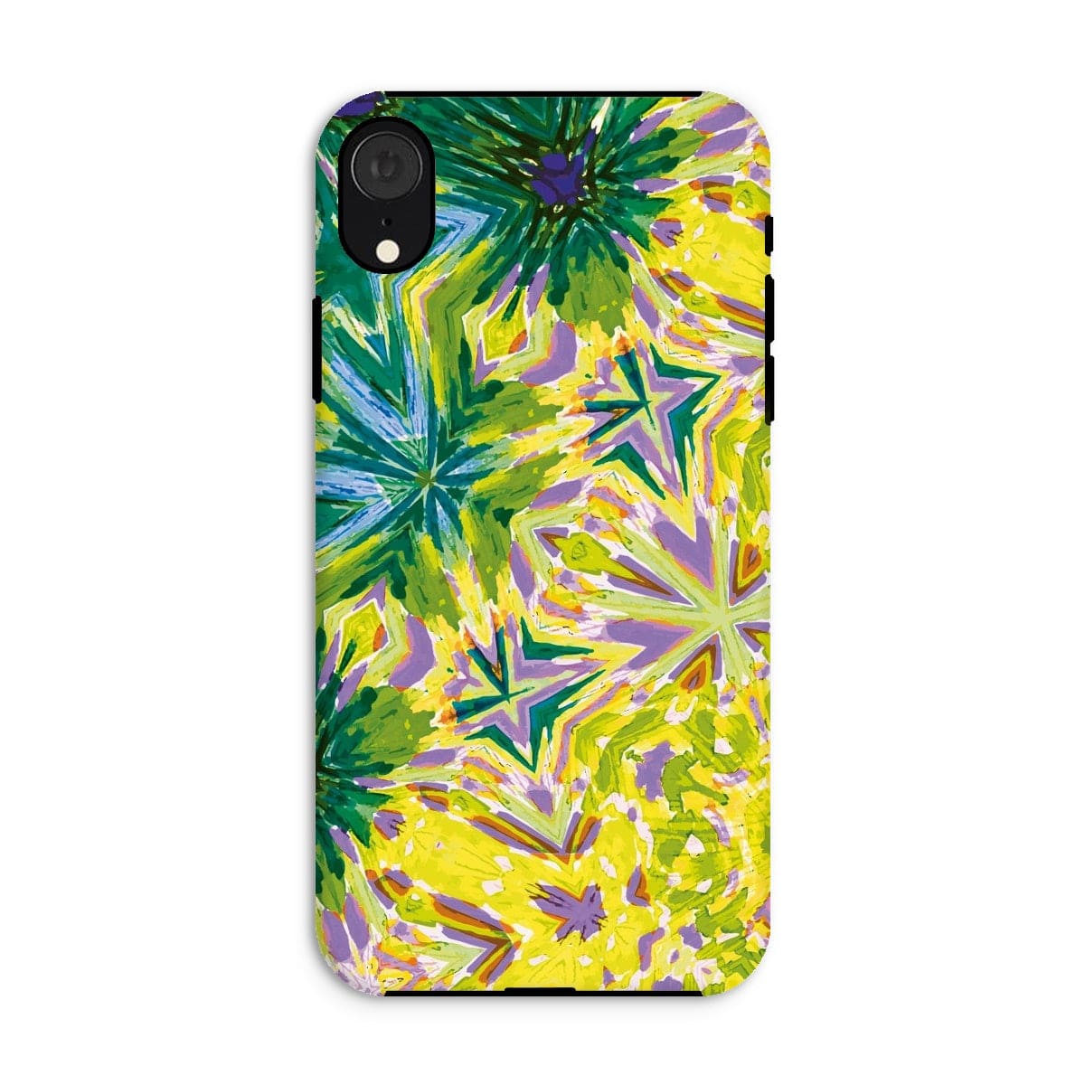 Casezest Mobile Phone Case for iPhone XR / Matte Green Yellow Flower Star Design