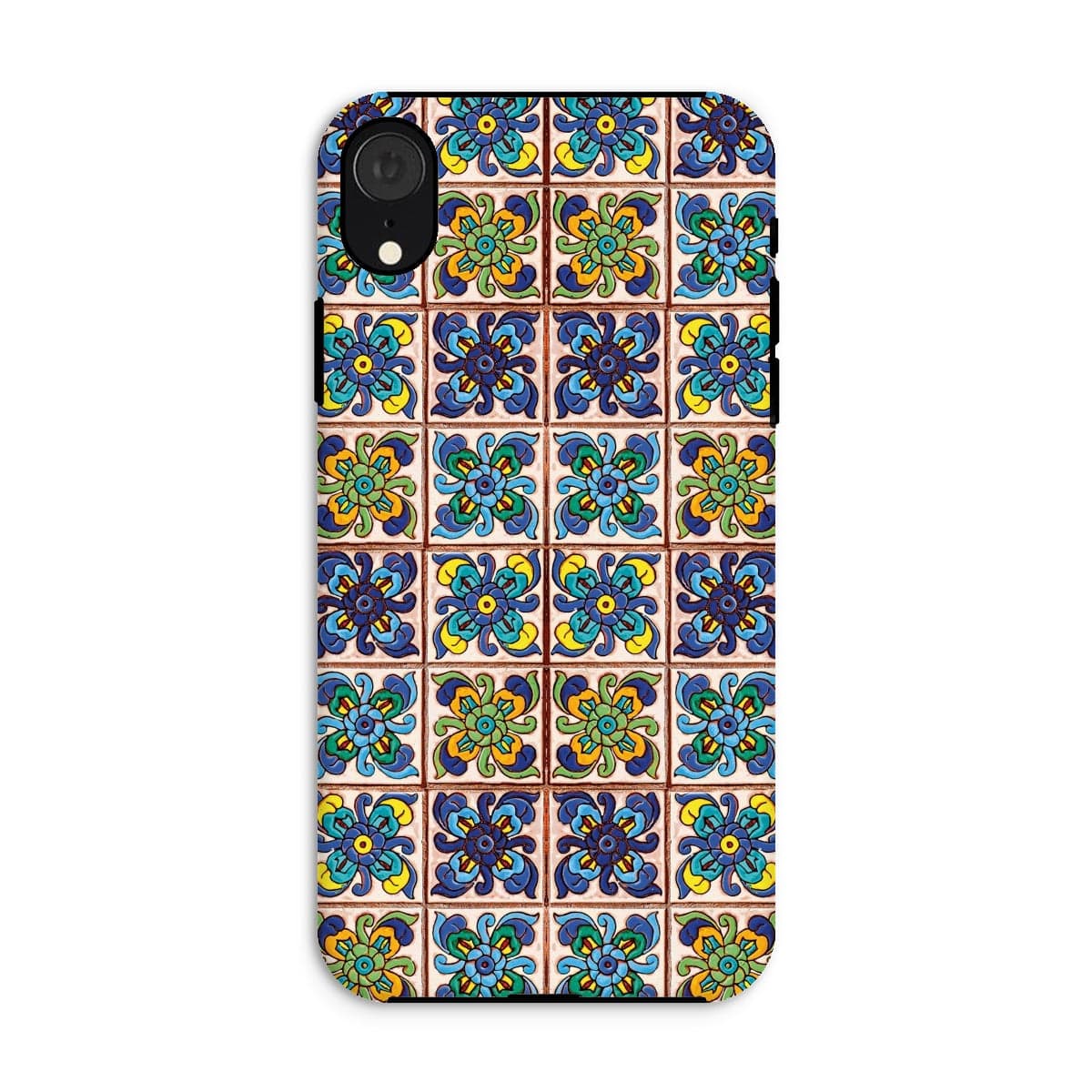 Casezest Mobile Phone Case for iPhone XR / Matte Old Blue Flower Tile Design