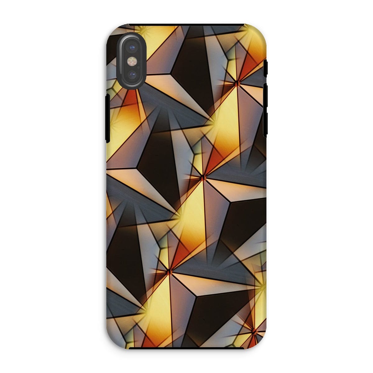 Casezest Mobile Phone Case for iPhone XS / Matte Gold Grey Pyramid Design