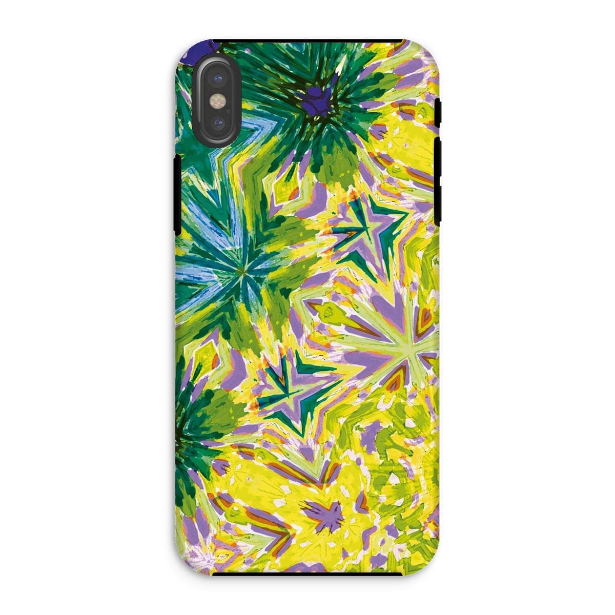 Casezest Mobile Phone Case for iPhone XS / Matte Green Yellow Flower Star Design